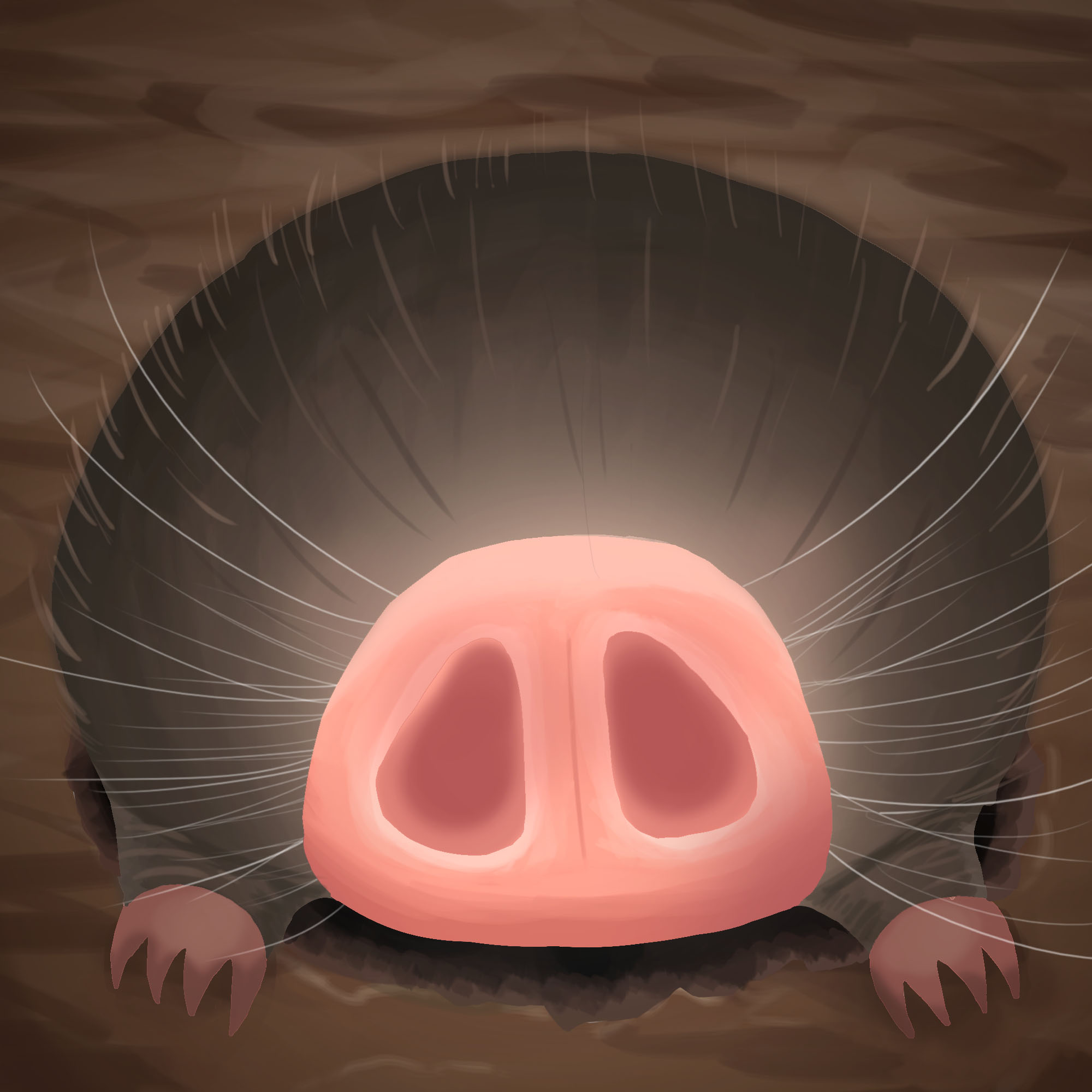 Illustration of a mole from a close up perspective